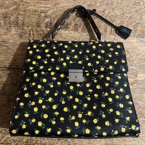 Michael Kors Collection FW18 black and yellow rose leather handbag